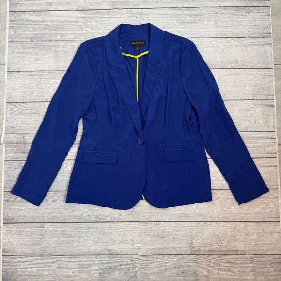 Dana Buchman Royal Blue Satin Blazer Size 8 Single Button Career Jacket - Picture 13 of 14